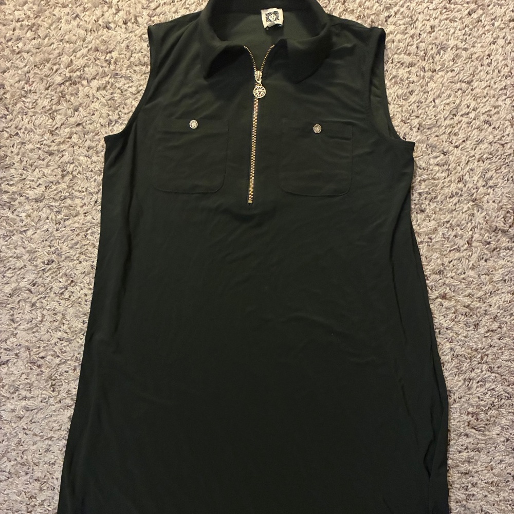 Anne Klein sleeveless green zip dress, size 6, great condition
